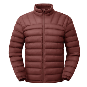 Men's High Street Solid Puffer Jackets Stand Collar Lightweight <b>Waterproof</b> <b>Warm</b> Insulated Winter with Zipper Closure 4 Pockets - Product Image 3