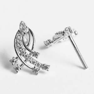 Boucles d'oreilles clous vintage CLARA en argent sterling 925, motif iris, fermoir à vis, or rose, or blanc, diamant taille marquise pour mariage - Product Image 3