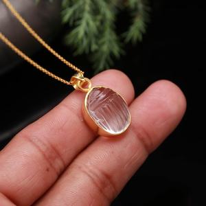 Colgante de escarabajo de cuarzo de cristal transparente Natural, Plata de ley hecha a mano, piedras preciosas curativas, regalo de joyería para mujer - Product Image 4