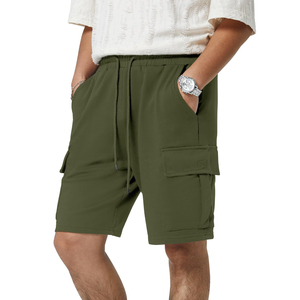 Shorts en coton et polyester pour hommes Impression personnalisée avec logo Lavage à l'acide de poche solide Style High Street Séchage rapide - Product Image 1