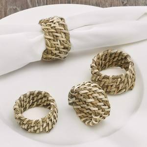 Serviettes en tissu d'herbe marine, anneaux de serviettes en herbe marine tissés, décoration de table de mariage, centre de table - Product Image 6