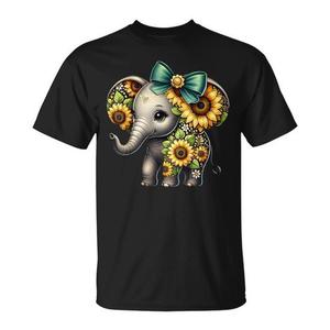 T-shirt da bambina con fiore di girasole ed elefante, con grafica a fiocco - Prodotto promozionale - Product Image 1