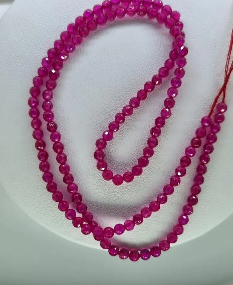 2.50 mm Dark pink Gemstone Beads 14 inch Round Faceted Beads For Gemstone necklace an Gemstone jewelry