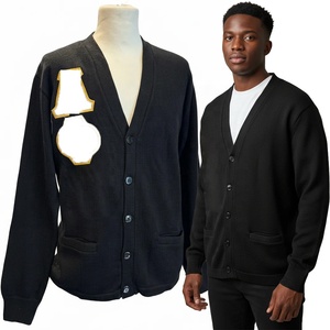 Alpha Varsity <b>Cardigan</b> <b>Sweater</b> High Quality Bold Greek letters V-Neck Long Sleeve Embroidered Letters - Product Image 1