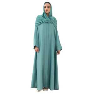 Robe classique arabe du Moyen-Orient, Dubaï, Émirats, Abaya noire, vêtements musulmans, couleur unie, broderie, kaftan iranien, Abaya - Product Image 1