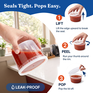 Contenitori per alimenti da 3H da 16 oz con coperchi (480 pezzi/cassetta) adatti per congelatore e microonde, in PP senza BPA, impilabili, a prova di perdite, per conservare il cibo. - Product Image 3