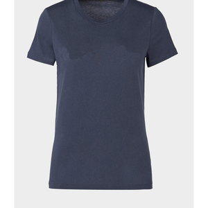 Camiseta de algodón 100% de manga corta de alta calidad para mujer Color azul personalizado Característica al por mayor Logotipo personalizado Ropa informal Diseño en blanco - Product Image 2
