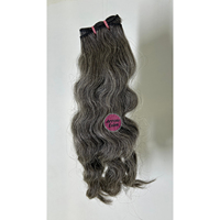 Mèches de cheveux humains ondulés doublement étirés Salt Pepper, 100% Remy indien vierge, 50% gris 50% noir, 100g, trame de peau, modèle Arrow Exim