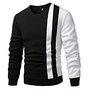 High Quality Custom Logo Men Crewneck <b>Stripped</b> Fleece Embroidered Polyester Cotton Men's Hoodies - Product Image 2
