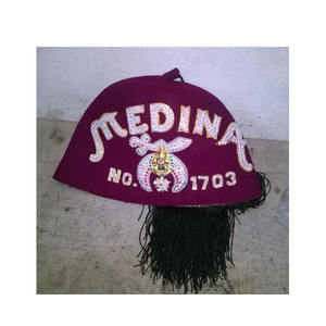 Chapeau Fez maçonnique blanc avec broderie dorée et deux rangées de strass, haute qualité, personnalisé, couronne maçonnique de 32 degrés, étui, franc-maçon - Product Image 6