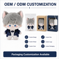 Peluche personnalisée en forme d'oreilles de chat gris de 10 cm, jouet en peluche doux et mignon, OEM ODM, vente en gros, cadeau