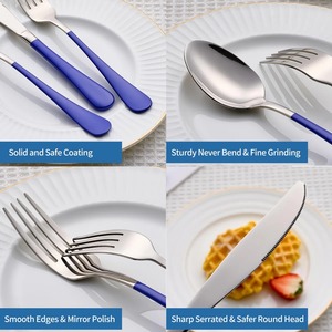 Elegante juego de cubiertos con mango morado y cabeza plateada para comedor moderno, restaurante de fiesta de boda y decoración de mesa elegante - Product Image 4
