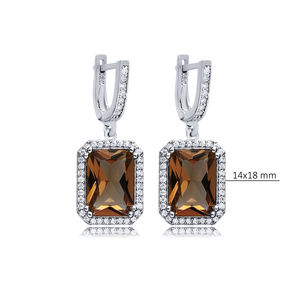 14x18mm Baguette Design SultanitevCZ Pierre Dangle Boucle D'oreille En Argent Sterling 925 En Gros Fine Jewelry Turc - Product Image 2