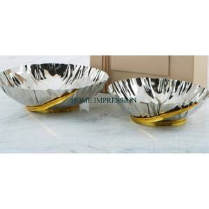 Elegante forma redonda de oro y plata acabado cuenco de chocolate de la mejor calidad hecho a mano para decoración festiva y de mesa de la India - Product Image 1