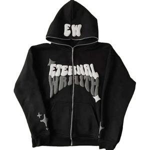 Vente en gros de sweats à capuche unisexes surdimensionnés en molleton 100% coton 420GSM, poids lourd, automne, broderie, impression en relief, hip-hop - Product Image 1