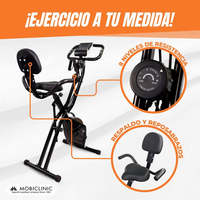Vélo stationnaire pliant EVEREST Mobiclinic avec écran LCD à 8 résistances réglables Siège réglable à 4 positions pour le fitness