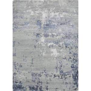 Tapis Tattvam Lu-9031 bleu en laine et soie de bambou noué à la main, motif abstrait pour salon, forme rectangulaire, modèle CS-01 - Product Image 1