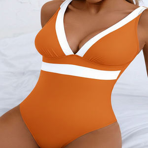 Traje de Baño Enterizo Sexy con Escote en V y Espalda Descubierta para Mujer, Estampado - Product Image 2