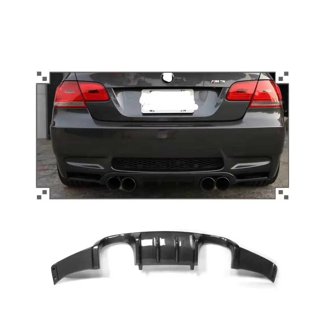 BMW E92 M3 2008-2013用カーボンファイバーリアディフューザーリップ、EUバイヤー向けTUV素材証明書付き