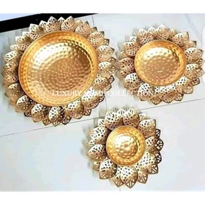 High Quality Gold Polished Brass Urli Attractive Floral Design for Luxury Tableware <b>Top</b> Selling Indoor Use - Product Image 2