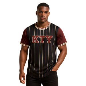 Camiseta de Béisbol Personalizada KAP con Rayas Negras, 100% Poliéster, Malla, para Fraternidad, con Logos Bordados - Product Image 1