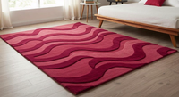 Preisgünstige Handgetuftete Wollteppiche Wellige Rosa Plüschteppiche für Wohnzimmer Schlafzimmer Exportqualität Handgefertigte Teppichsets