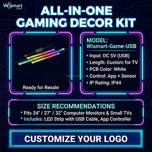 Rétroéclairage d'écran LED RGB intelligent USB 5V DC pour écrans <span class=keywords><strong>24</strong></span>-32 <span class=keywords><strong>pouces</strong></span>, contrôle par application, synchronisation musicale, barre lumineuse gaming, éclairage d'ambiance IP44 pour PC - Product Image 4