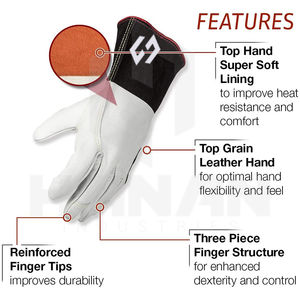 Guantes de seguridad con forro de algodón y palma reforzada para soldar MIG de piel de vaca de grano superior más vendidos de Pakistán - Product Image 2