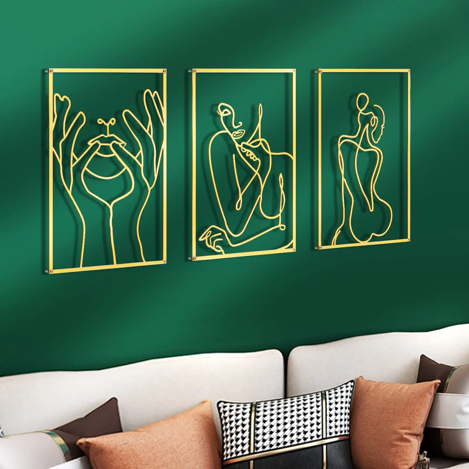 Wall Decor Large Interior Bedroom Living Room Abstract Hanging Metal Modern Gold Luxury Body Art Decorative Home Wall Decor