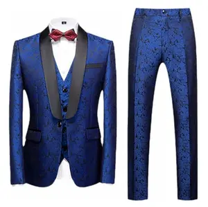 时尚优雅的翻领和长裤修身男士套装派对婚礼和商务套装2024