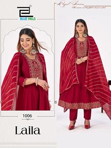 Kurti de Seda de Berlín con Bordado Estampado en Lámina, Parte Inferior y Dupatta Nazneen, Tallas M a 5XL Disponibles por Maruti Fashion - Product Image 6