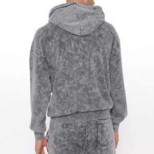 Survêtement 100% coton pour homme, streetwear, pantalon de survêtement évasé et sweat à capuche, survêtement pour homme 2026, logo personnalisé, sweat en molleton délavé à l'acide - Product Image 4