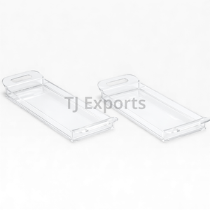 Rectangular Acrylic <b>Chocolate</b> Server with Matte Black Pedestal Base for Modern Buffet and Dessert Presentation - Product Image 3