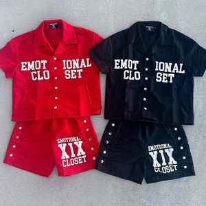 Chándal personalizado de manga larga para hombre, conjunto de pantalones cortos de dos piezas - Product Image 5