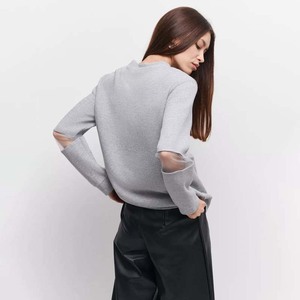 Mới Phong Cách Crewneck Thiết Kế Xem Qua Lưới Phụ Nữ Mùa Xuân Mùa Thu Mỏng Dài Tay Áo Phụ Nữ Đồng Bằng Áo Thun Áo Nỉ - Product Image 6