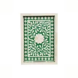 Plateau rond de luxe en incrustation de nacre pour restaurant servant plateau en incrustation de nacre avec logo personnalisé pour un look premium - Product Image 5