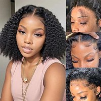 Perruque Courte Bob Ondulée Profonde avec Mèches Ombrées, Lace Front Bouclée Style Jerry, Cheveux Humains HD Frontal pour Femmes