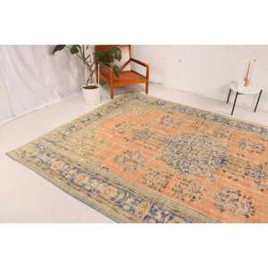 Alfombra Turca Vintage de Lana Azul, 6.3x10.3 pies (193x313 cm) - Product Image 3