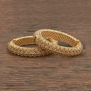 Braccialetti apribili in oro tinta unita 2 pezzi antichi fatti a mano con placcatura in oro 217283 in gioielli di moda