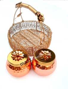 Panier cadeau en métal personnalisé de couleur dorée coffrets cadeaux de mariage cadeau de retour ensemble de pots de faveur de mariage - Product Image 2