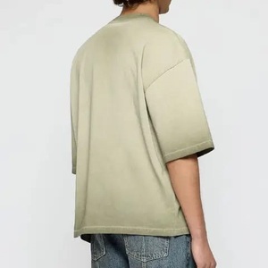 เสื้อยืดฮิปฮอปสำหรับผู้ชายผ้าฝ้ายหนาทรงบ็อกซี่ฟิตเนสโอเวอร์ไซส์ลายพระอาทิตย์ซีด - Product Image 3