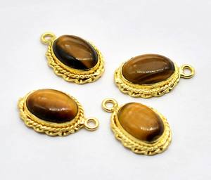 Connecteur à boucle unique pour pierres précieuses œil de tigre 22X14mm, plaqué or 18 carats, pour la fabrication de bijoux NC15, lot de connecteurs de charme - Product Image 2