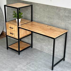 Estación de Trabajo BD68096 con Estante y Cajón Integrados, Acero y Madera con Madera de Caucho, Muebles de Oficina Prácticos y Elegantes - Product Image 2