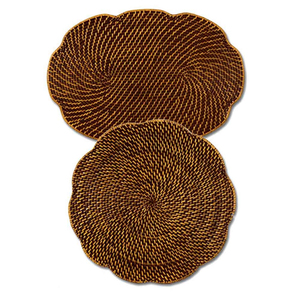 Napperon écologique en rotin naturel Best-seller plaque de présentation tissée de forme irrégulière pour les fêtes de mariage taille personnalisable - Product Image 1