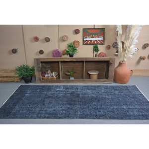 Alfombra turca Vintage moderna-3,8X8,7 pies hecha a mano azul Tabriz Patchwork rectángulo pasillo lana algas marinas látex hogar sala de estar - Product Image 1