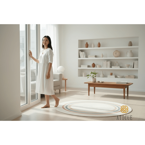 100 cm Cotton Woven Area Rug Striped Multi-Color <b>Ring</b> Pattern Minimalist Soft Carpet for Home Living Spaces - Product Image 1