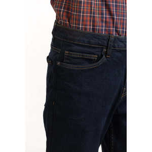 Jeans de mezclilla casual de verano, corte ajustado, lavado a la piedra, B MN-JNS-SS25-007, pierna recta, azul medio, con bolsillos, lavado. - Product Image 5