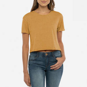 Nueva Llegada, Camiseta Corta Unisex con Cuello Alto 3D, Ajustada, Diseño Moderno, Lisa, de Seda/Algodón Elástico - Product Image 2