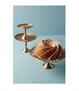 Soporte de pastel de aluminio de lujo con acabado antiguo perfecto para exhibir postres en reuniones de lujo y ocasiones especiales - Product Image 3