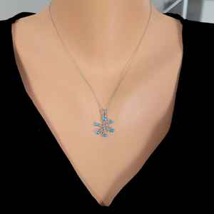 Colgante y dije de plata de ley 925 con diseño de corazón, aguamarina, circonita y copo de nieve, cadena de 45 cm, 2.13 g - Product Image 4